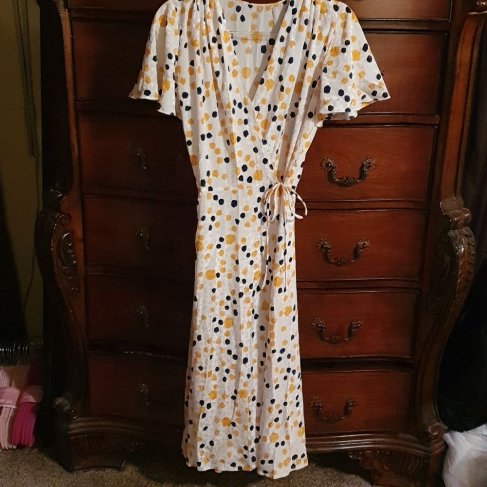 Vtg 80s Paint Dots Wrap Dress sz S